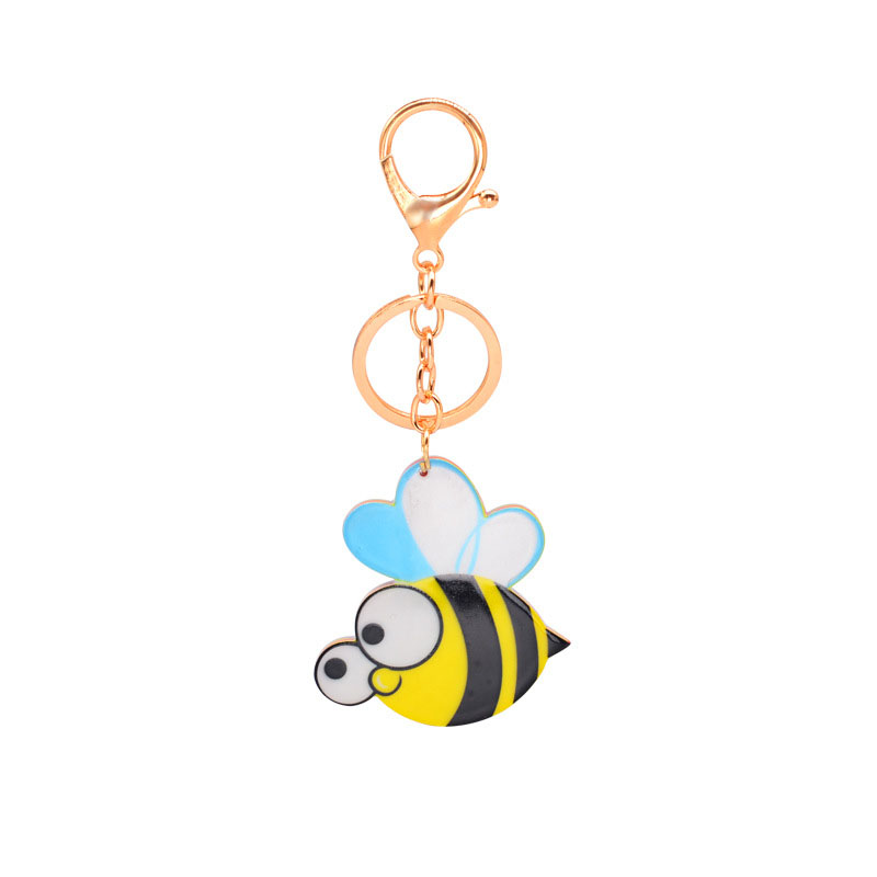 Wholesale Jewelry Cartoon Acrylic Custom Pendant Cute Bee Pattern Keychain