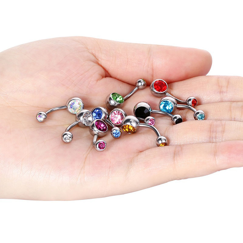 12pcs Stainless Steel Two-headed Drill Belly Button Ring Navel Ring Belly Button Piercing Body Jewelry Batch Supplier