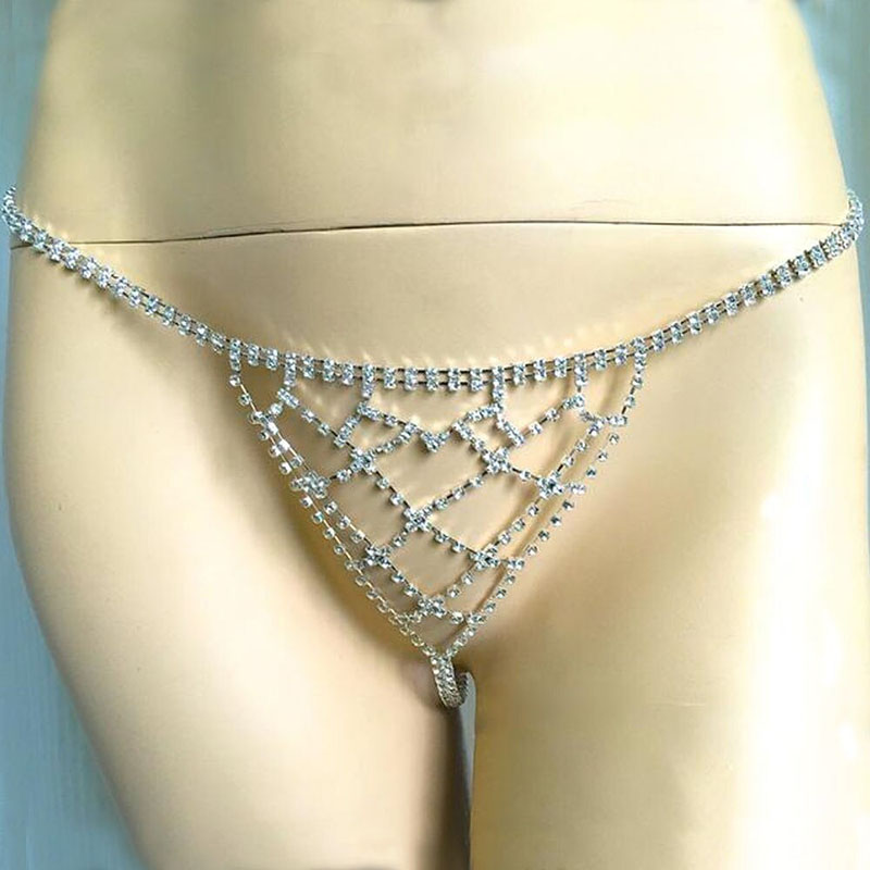 Simple Grid Rhinestone Waist Chain Nightclub Sexy Bikini Body Chain Supplier