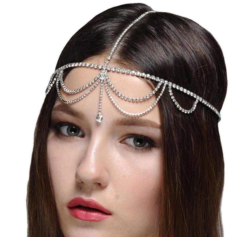 Multi-layer Rhinestone Hair Chain Simple And Versatile Water Drop Forehead Chain Supplier