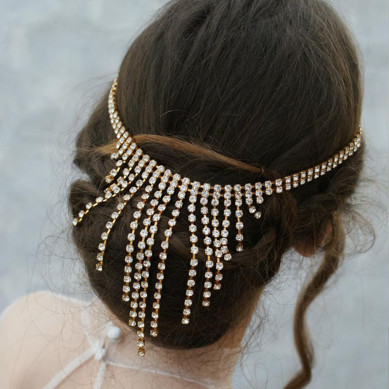 Wholesale Jewelry High Cold Irregular Tassel Double Drainage Diamond Hair Band