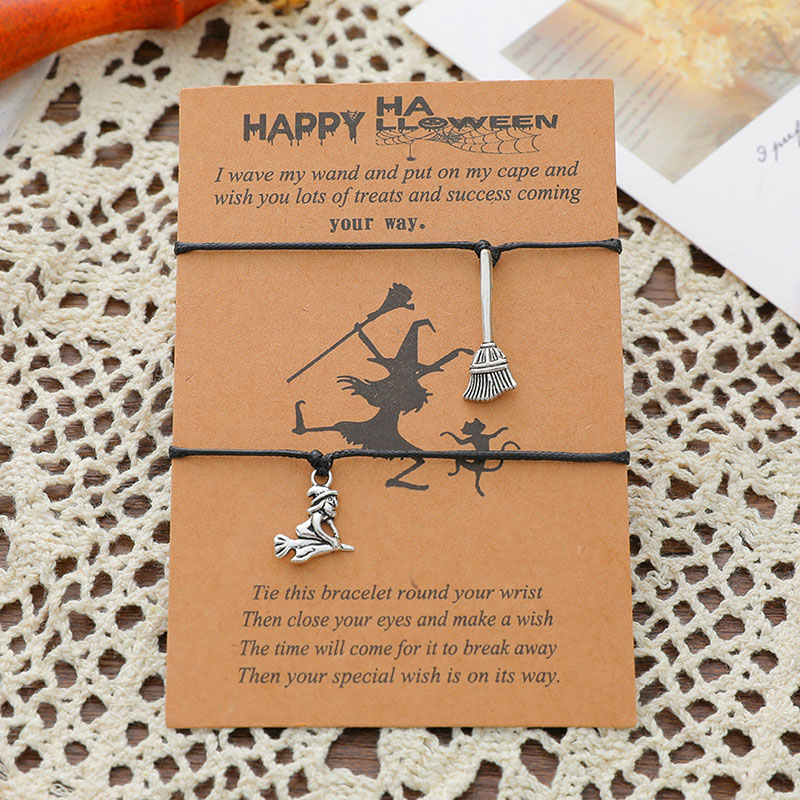 Wholesale Dancing Witch Halloween Personalized Broomstick Witch Woven Bracelet Set Of 2