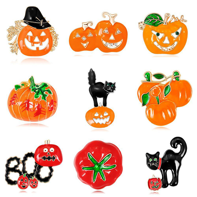Halloween Fashion Pumpkin Head Cat Brooch Manufacturer