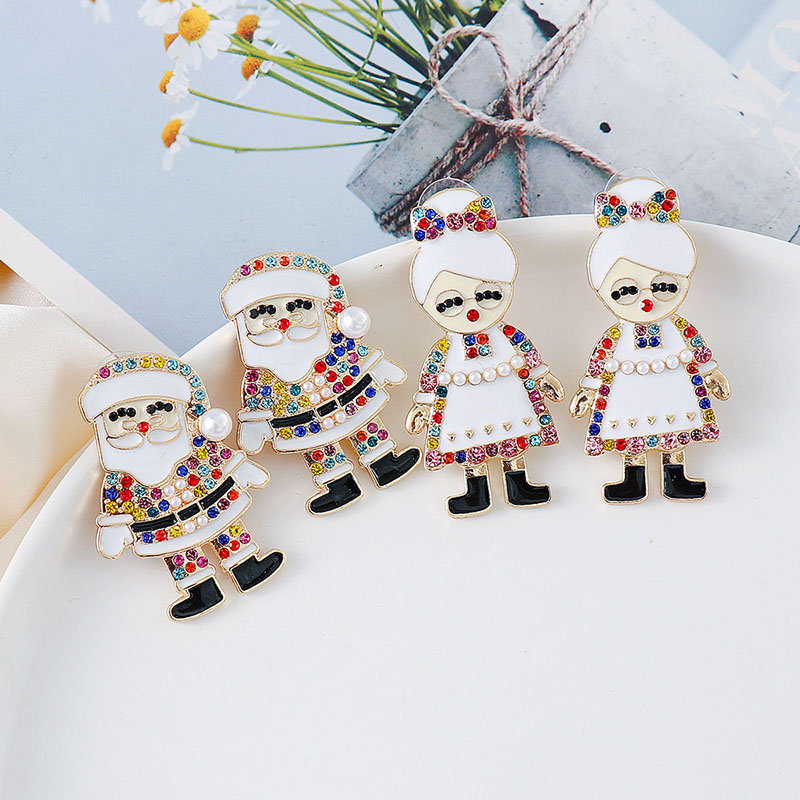 Wholesale Creative Christmas Halloween Santa Claus Granny Alloy Earrings