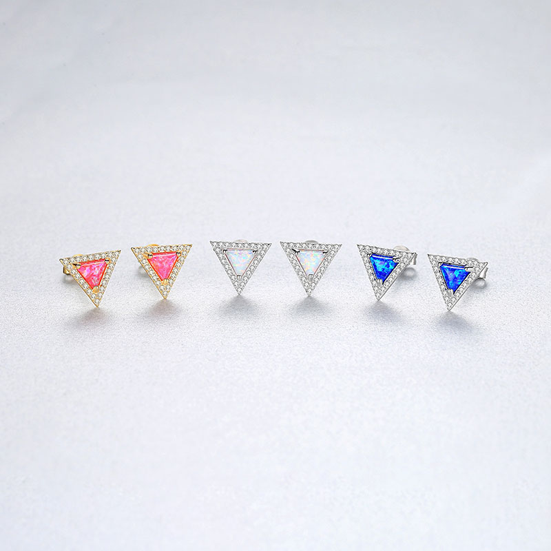 Wholesale S925 Silver With Triangle Opal Earrings Korean Minimalist Design