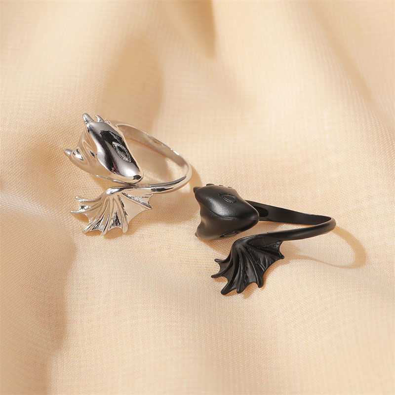 Angel Demon Gothic Pterodactyl Opening Couple Ring Black Tail Ring Manufacturer
