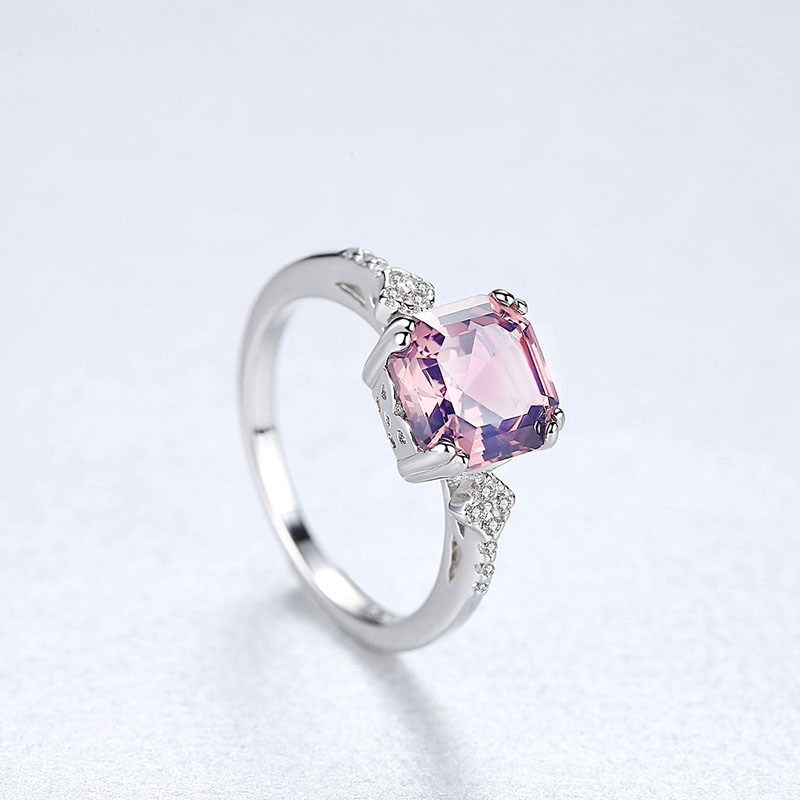 Wholesale Vintage Silver Ring Explosion Pink Morganite Gemstone Ring