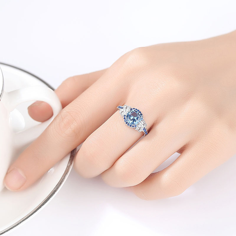 Wholesale London Blue Topa Ring S925 Silver Gemstone Fashion Ol