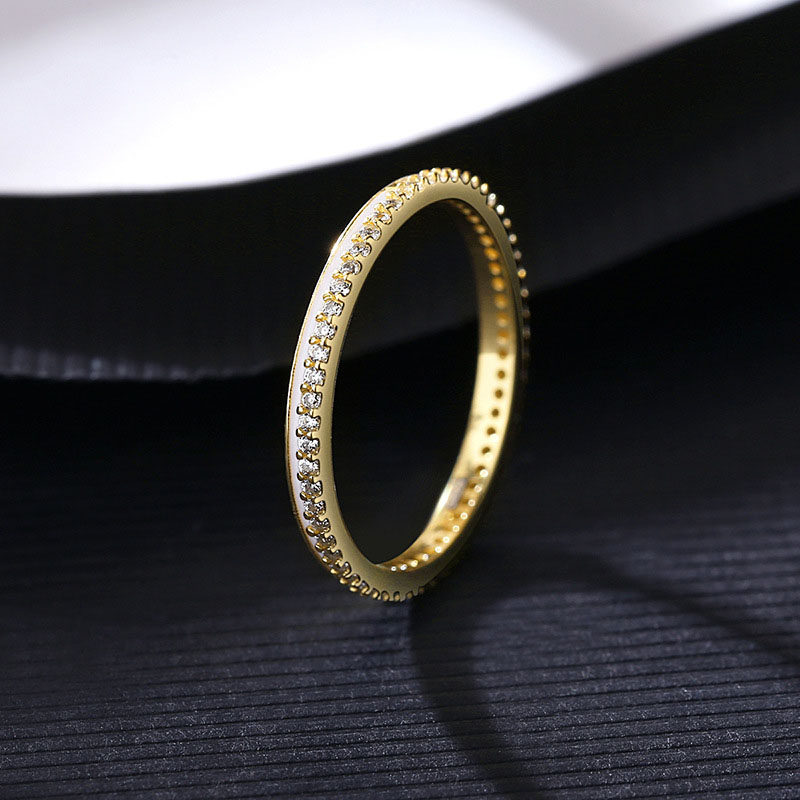 Wholesale Row Of Diamonds S925 Silver Ring Ring With Zirconia Korean Simple