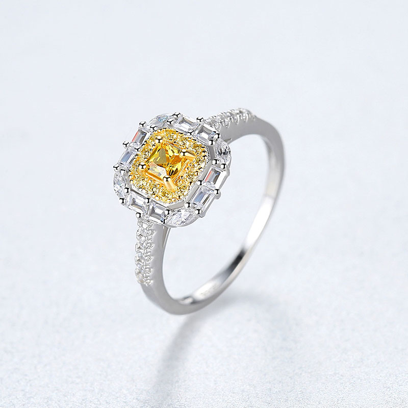 Wholesale Ring Senior 925 Silver Plated Two-color Gold Zircon