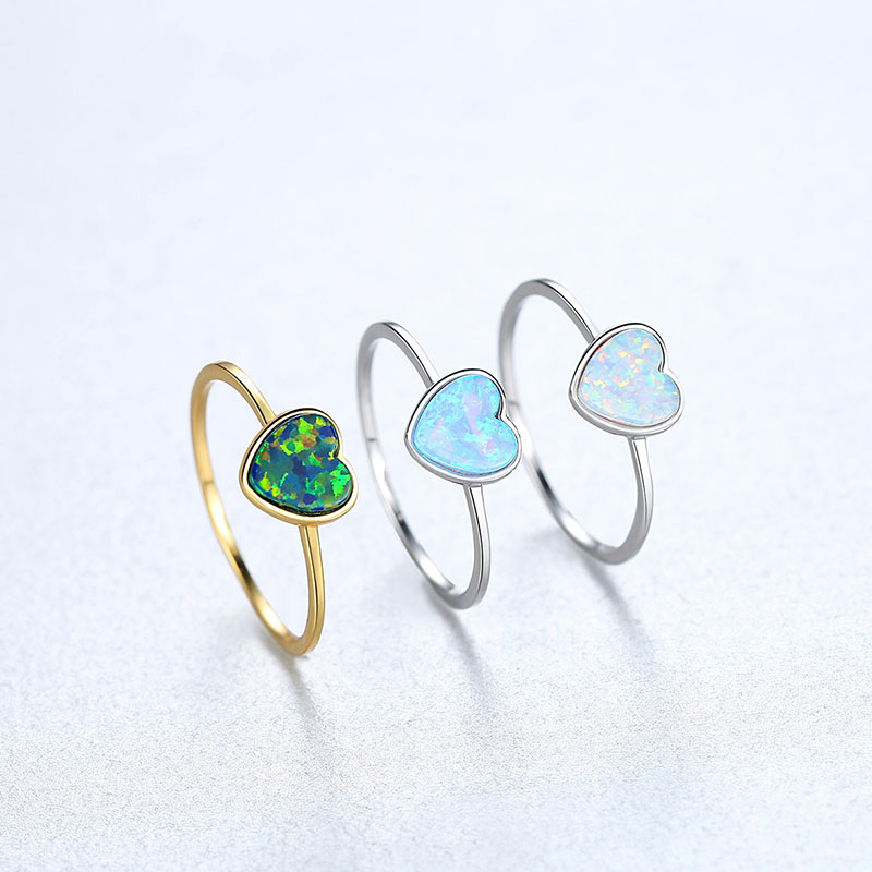 Wholesale Opal S925 Ring Ring Fashion Love Shape