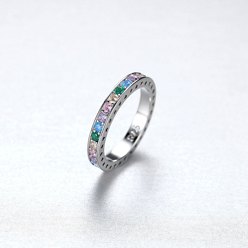 Wholesale Silver Ring 925 Fashion With Zirconia Colored Stones Finger Ring