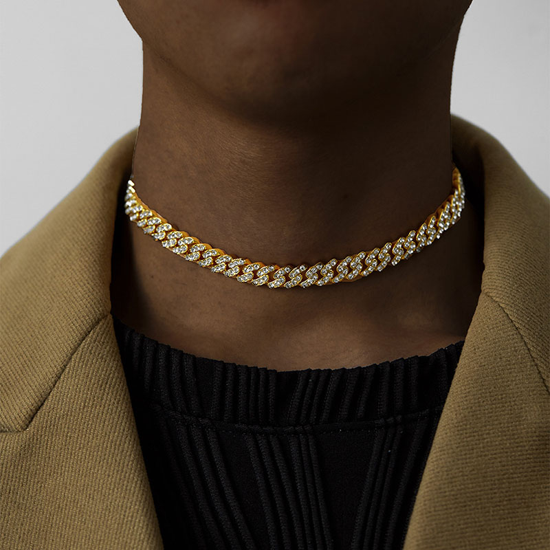 Wholesale Hip Hop Necklace Bracelet Alloy Full Of Diamonds Dog Chain Cuban Chain