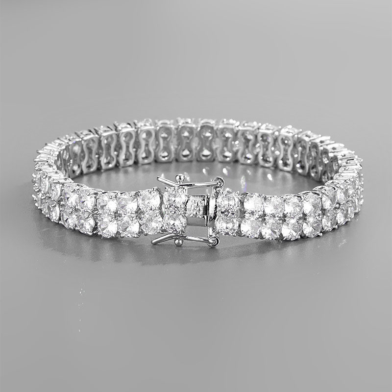 Wholesale 4k Gold Double Row Diamond Creative Cuban Chain Necklace Full Of Diamonds Zirconia