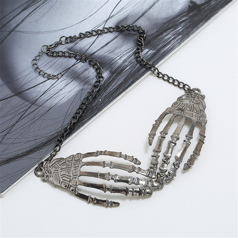 Wholesale Jewelry Exaggerated Super Personalized Metal Palm Alloy Short Punk Necklace Clavicle Chain