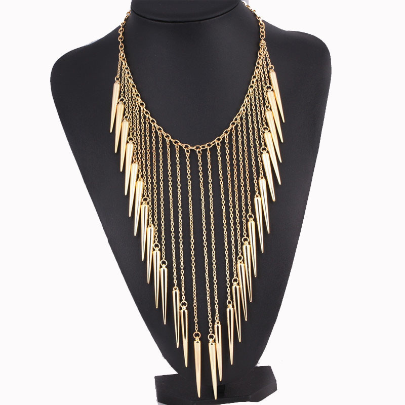 Wholesale Jewelry Teardrop Gold Multi-layer Tassel Necklace Sweater Chain Clavicle Chain