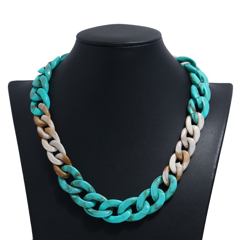Wholesale Jewelry Exaggerated Mixed Color Acrylic Acetate Chain Personality Necklace