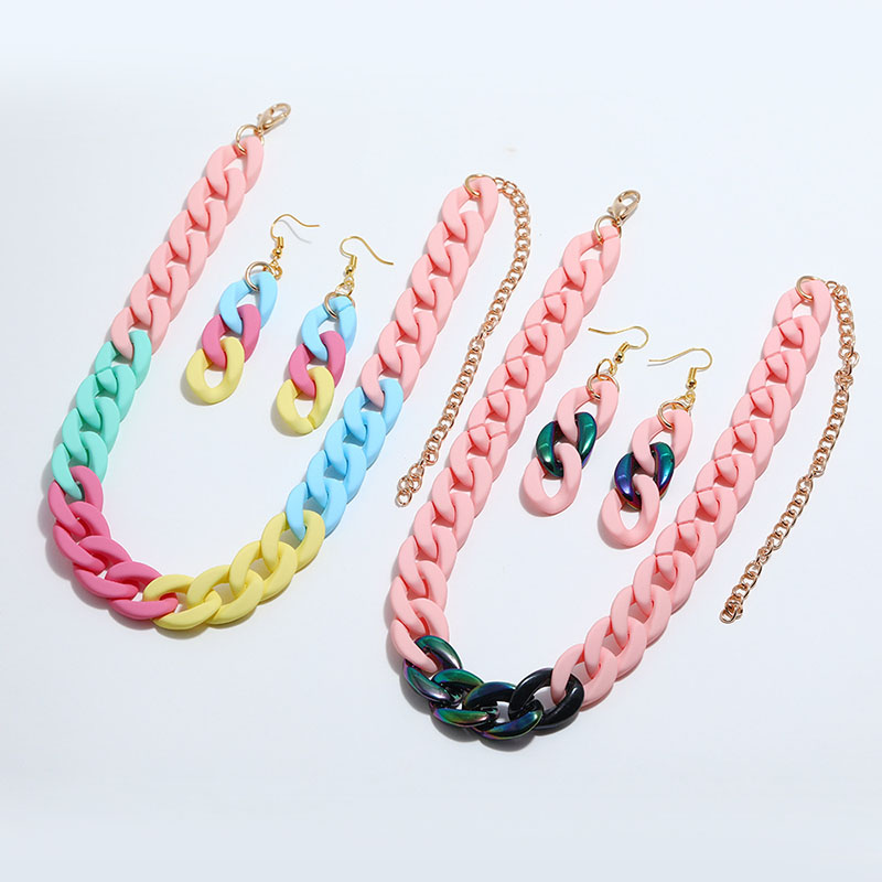 Wholesale Jewelry Exaggerated Temperament Candy-colored Acrylic Acetate Chain Personalized Necklace