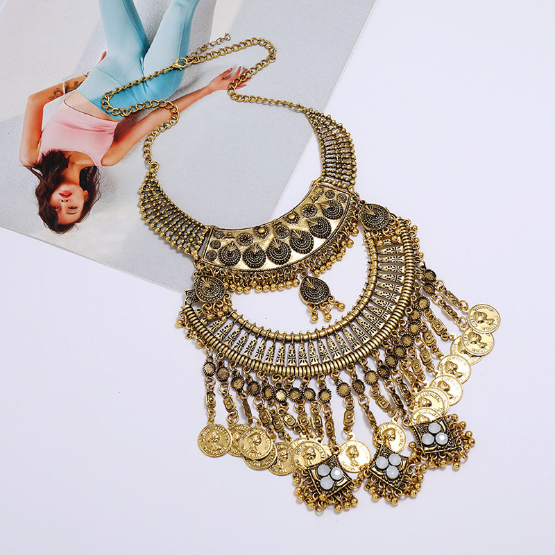 Wholesale Jewelry Palace Vintage Coin Tassel Necklace Collarbone Sweater Chain