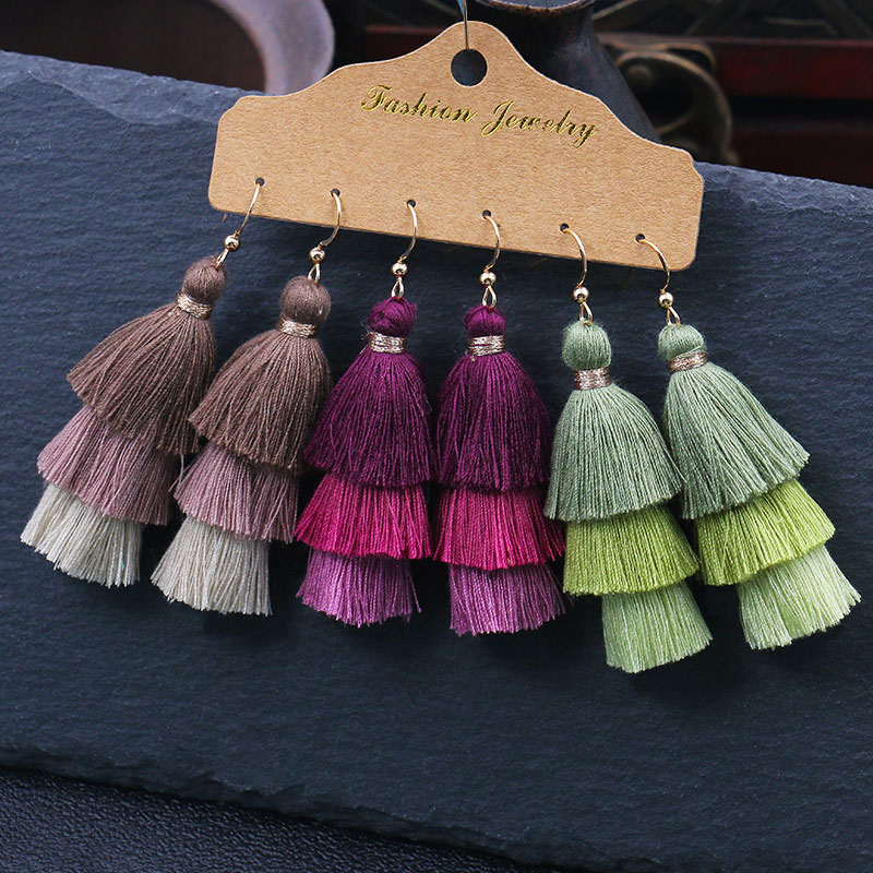 Bohemian Tassel Earrings Fashion Ethnic Wind Earrings Multicolor Splicing Set Supplier