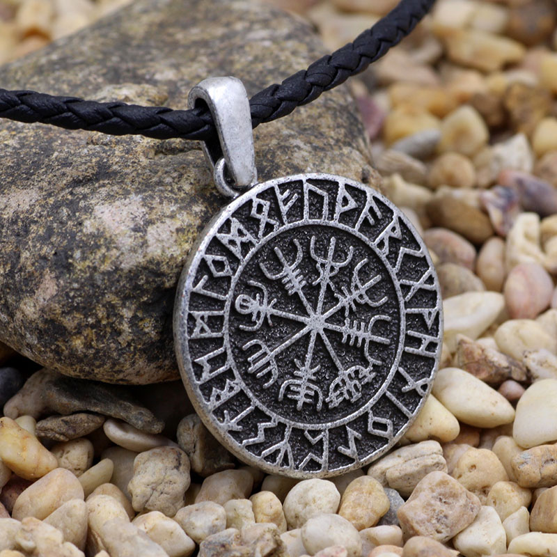 Wholesale Two-sided Norse Odin Symbol Viking Lunavin Necklace