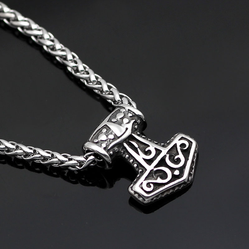 Wholesale Stainless Steel With Chain Viking Odin Hammer Necklace