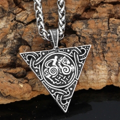 Wholesale Viking Odin Rune Triangle Pendant Warrior Necklace