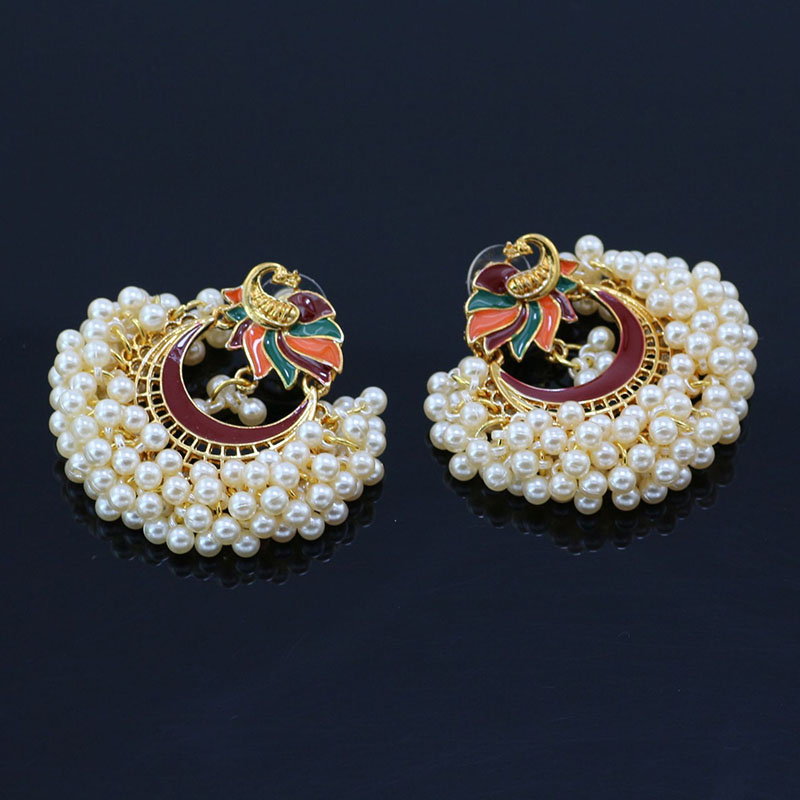 Ethnic Peacock Open Earrings Alloy Elegant Pearl Tassel Earrings Supplier