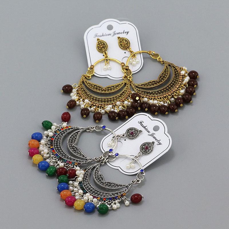 Tibetan Wind Imitation Onyx Bohemian Long Diamond-set Earrings Earrings Ethnic Wind Earrings Manufacturer