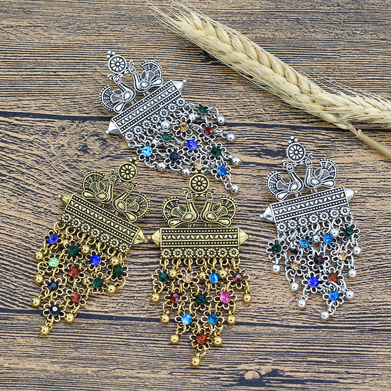 Retro Ethnic Wind Long Tassel Peacock Earrings Bohemian Exaggerated Temperament Manufacturer