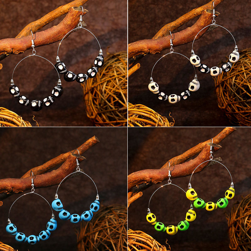 Wholesale Halloween Skull Earrings Fashion Exaggerated Devil's Eye Scary Big Circle