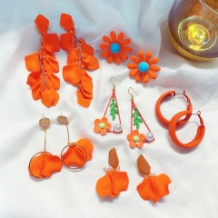 Orange Earrings Vacation Personality Fresh Flowers Long Earrings Simple Supplier