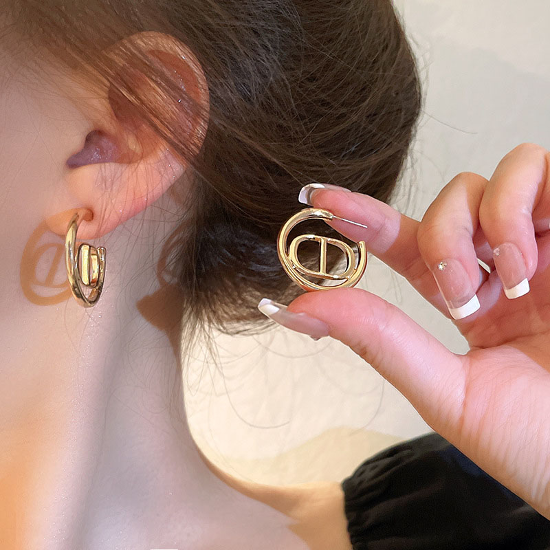 Wholesale Jewelry Silver Pin Geometric Letter Earrings Korean Simple Retro Earrings