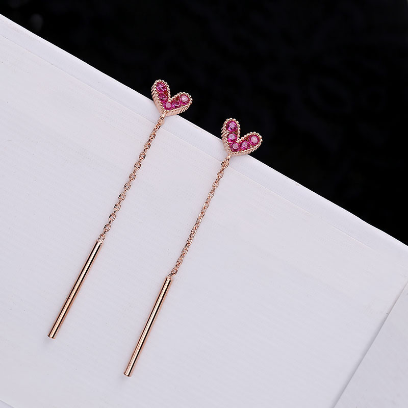 Wholesale Korean Sweet Long Earrings Silver Needles Simple Earrings Love Earrings