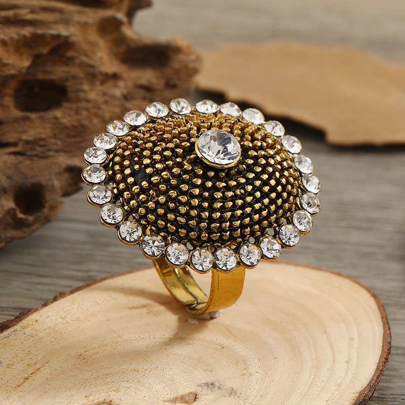 Bohemian Ethnic Vintage With Diamond Fashion Personality Exaggerated Open Ring Manufacturer