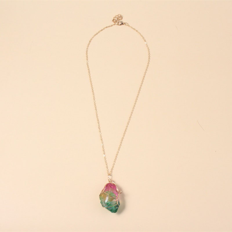 Bohemian Ethnic Colorful Crystal Gemstone Necklace Exaggerated Geometric Collarbone Chain Manufacturer