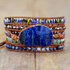 Natural Lapis Lazuli Cowhide Rope Braided Creative Multi-layer Wrap Bracelet	 Manufacturer