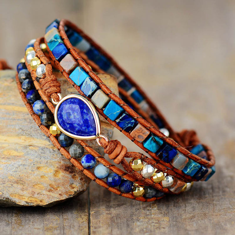 Lapis Lazuli Emperor Stone Multi-layered Twisted Bracelet Braided Cowhide Rope	 Manufacturer