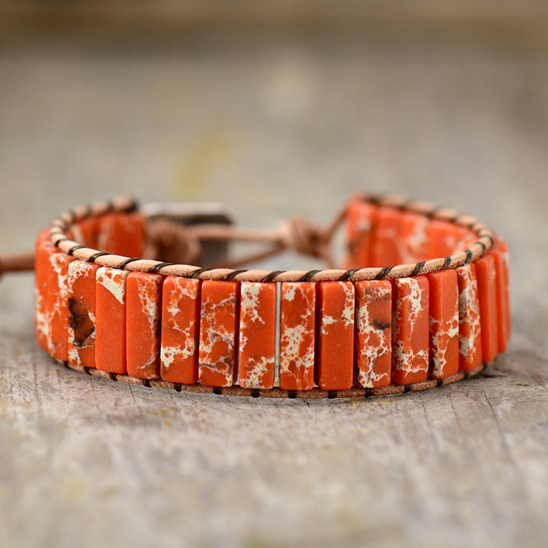 Wholesale Imperial Stone Hand-woven Leather Bracelet