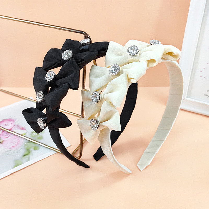 Fashion French Three-dimensional Rhinestone Simple Retro Bow Headband Distributor