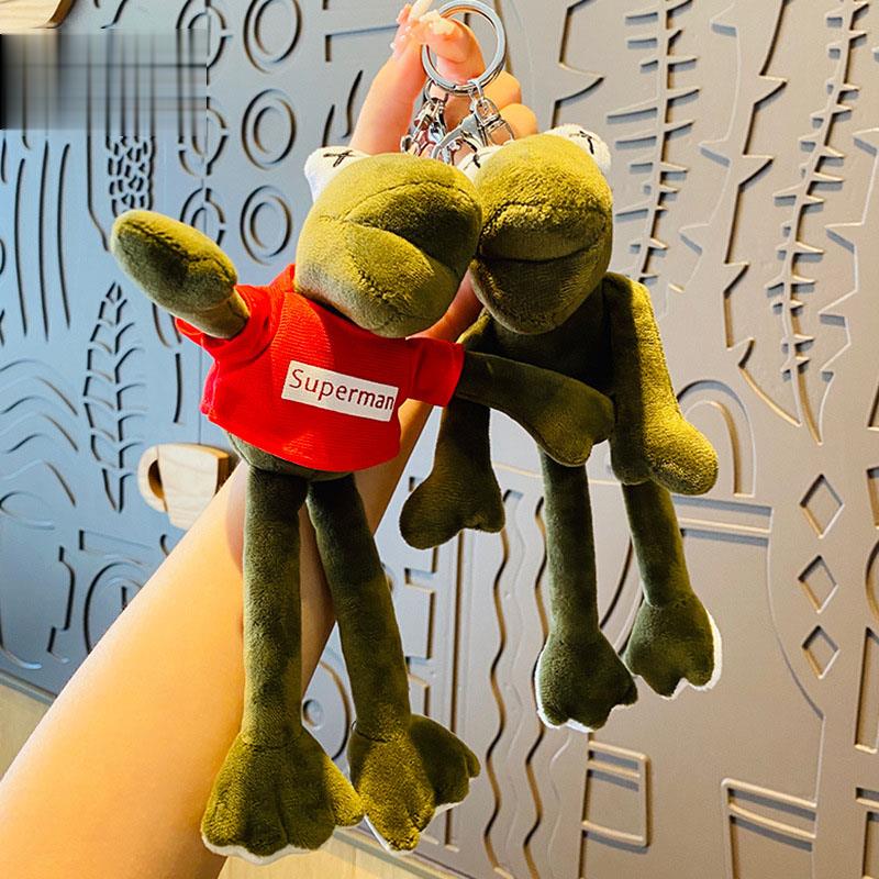 Cartoon Trend Plush Frog Car Keychain Bag Charm