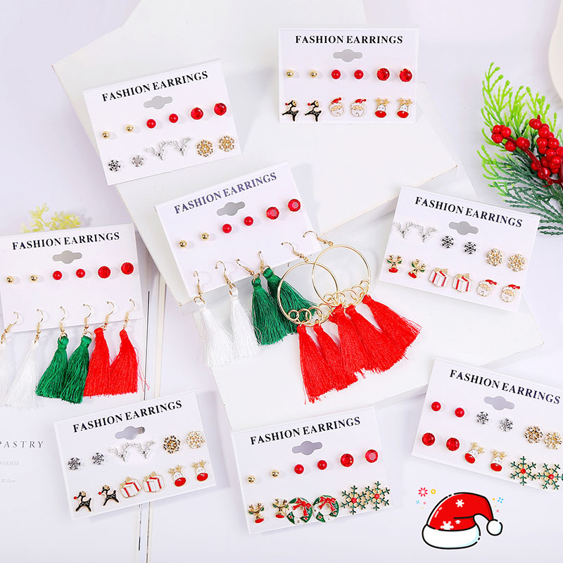 Wholesale Christmas Deer Christmas Earrings Set Of 6 Pairs