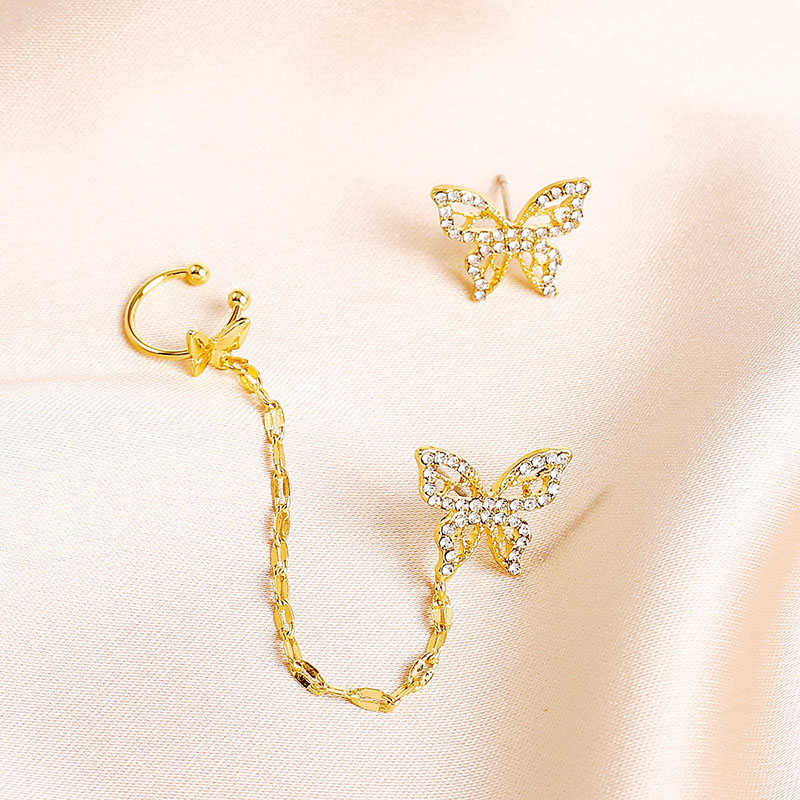 Wholesale Long Chain Earrings Small Pierceless Butterfly Ear Bone Clips