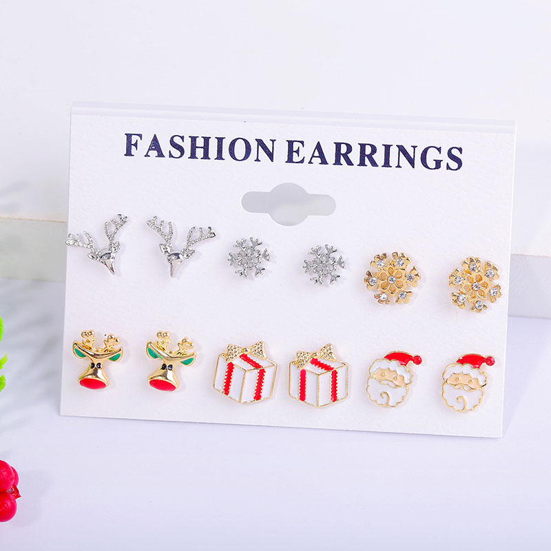 Wholesale Christmas With Diamonds Snowflake Bells Christmas Earrings Christmas Tree Earrings Set