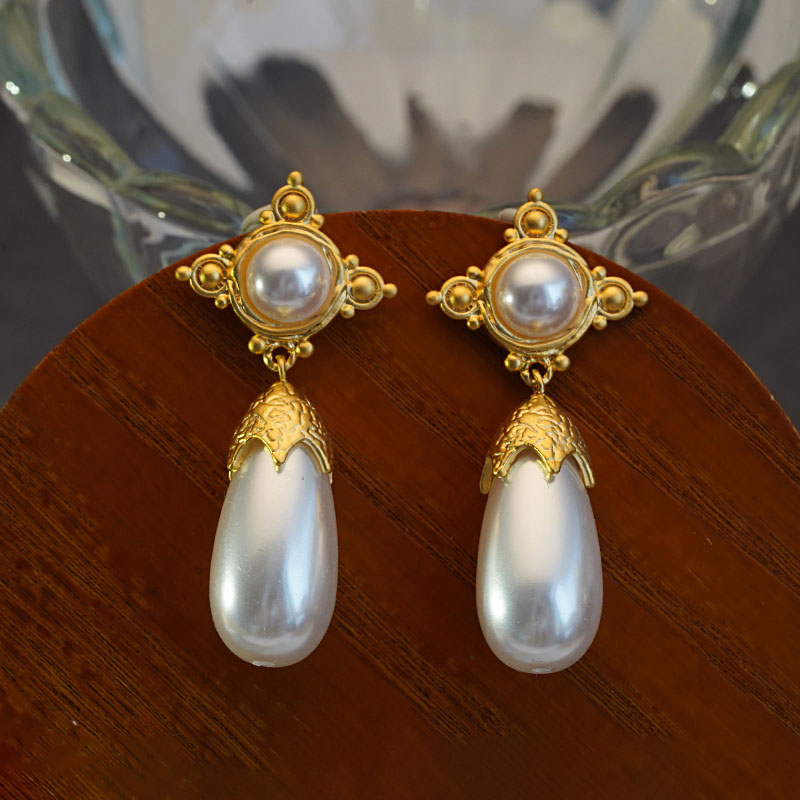 Large Pearl Earrings French Vintage Fashion Long Earrings	 Vendors