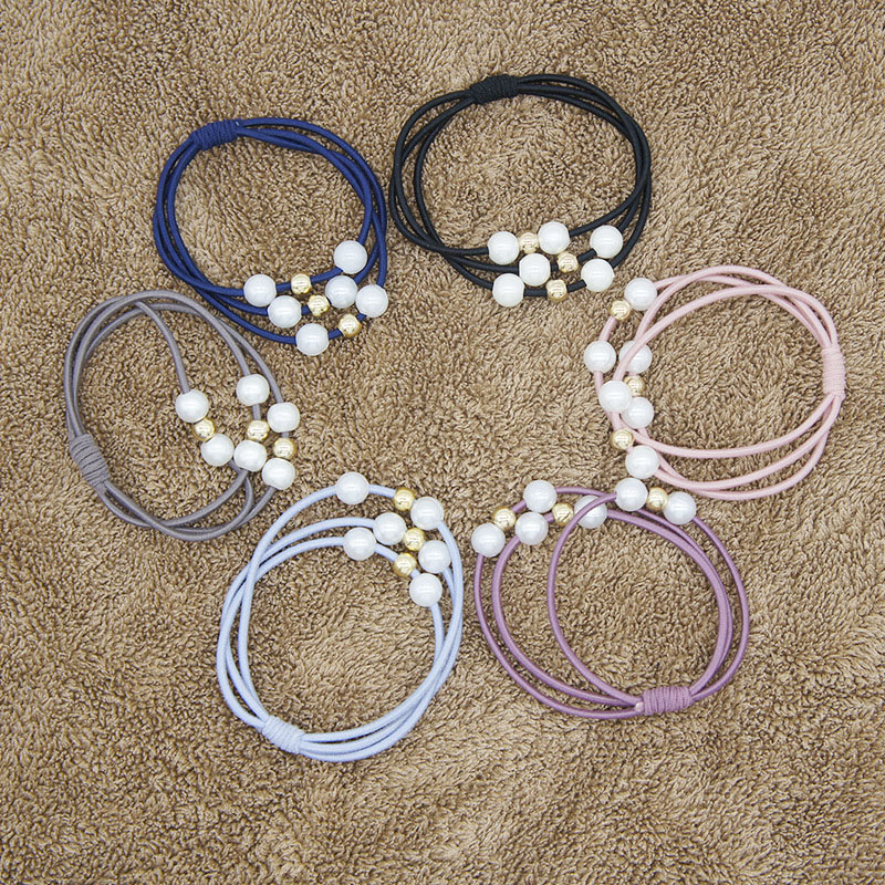 Wholesale Korean Version Of The Three-in-one Pearl Knotted Elastic Handmade Head Rope
