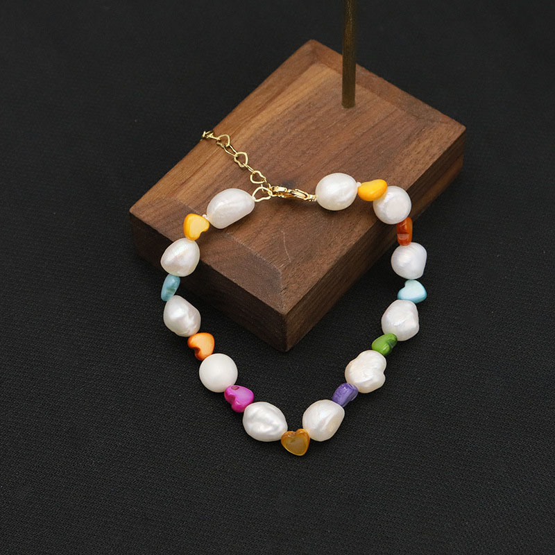 Wholesale Natural Pearl Purple Square Baroque Small Gold Bead Design Vintage Bracelet