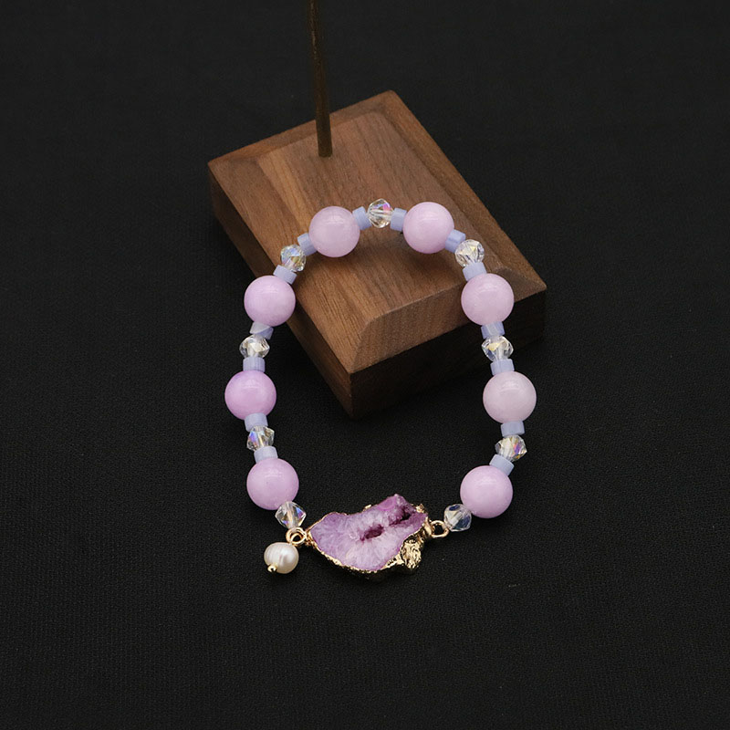 Wholesale Natural Pearl With Shape Blue Crystal Buds Stretch Bracelet