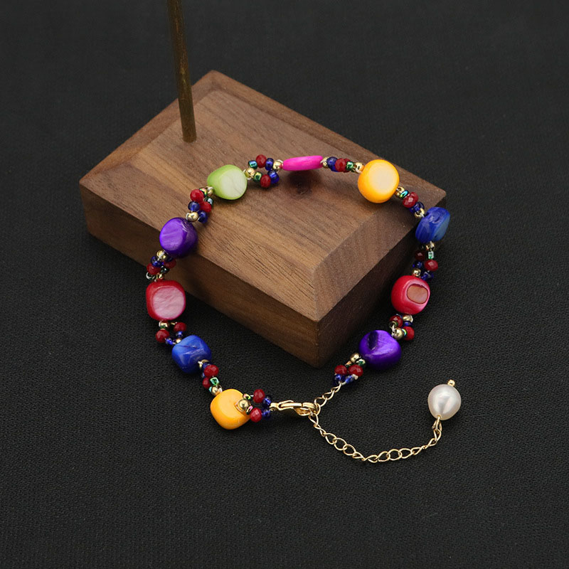 Wholesale Natural Pearl Colorful Gemstone Candy Bracelet