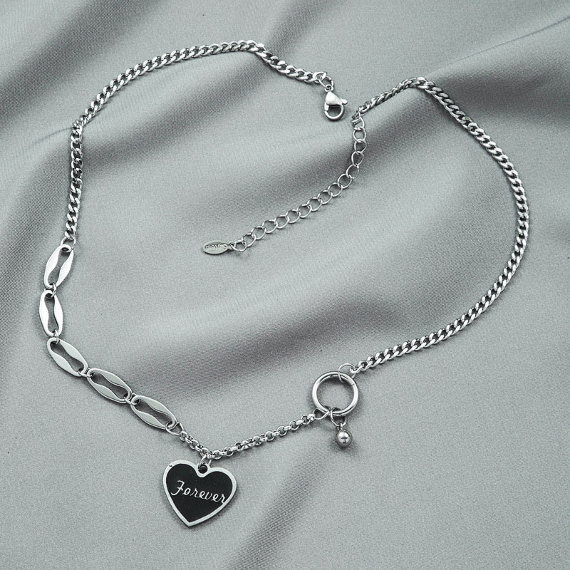 Wholesale Titanium Steel Hip-hop Love Letter Necklace Clavicle Chain